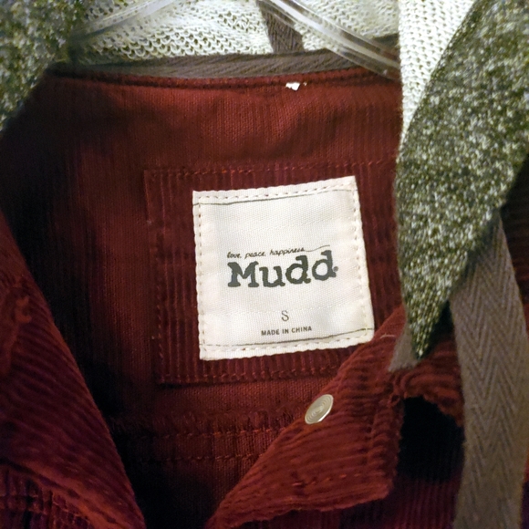 Mudd S Burgundy Grey Corduroy Hooded Jacket - Picture 3 of 4